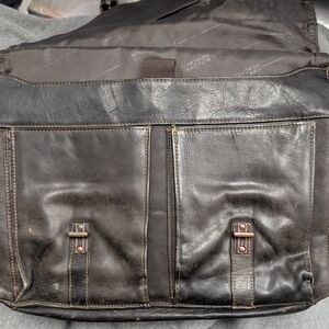Kenneth Cole Dark Brown Leather Messenger Bag